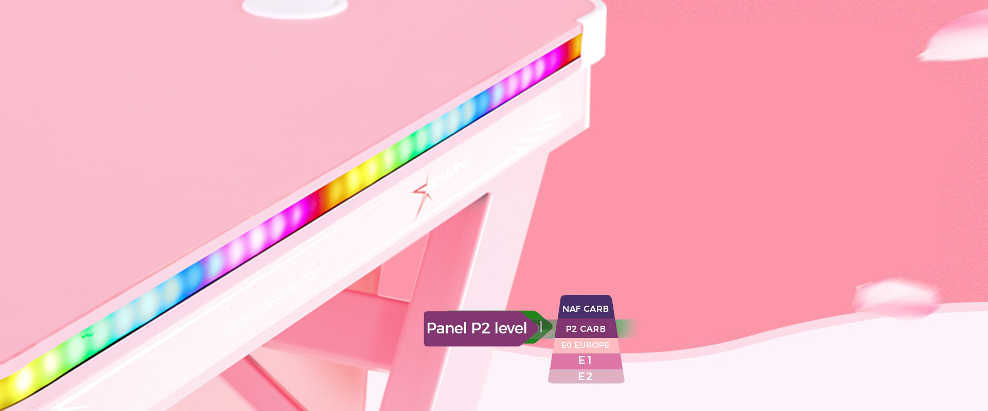 E-WIN Pink RGB Gaming Desk